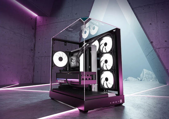 V2-F-BK-v1 Gaming Midi Tower Computer Case with Side Window Black