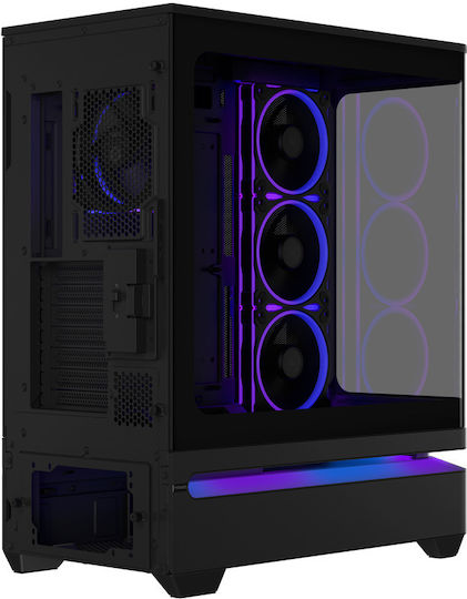 Prime AP304 Gaming Midi Tower Computer Case with Side Window Black