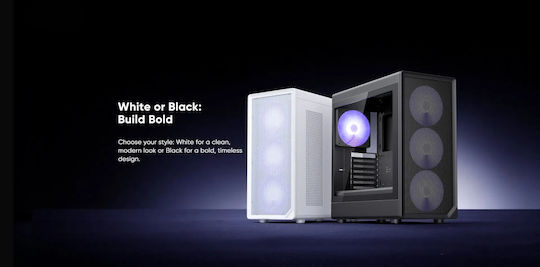 1STPLAYER AU8 Gaming Midi Tower Computer Case with Side Window and ARGB Lighting Black