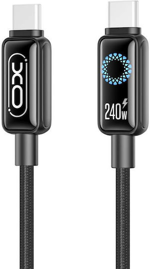 XO Braided / LED USB 2.0 Cable USB-C male - USB-C 240W PD Μπλε 1m 16.005.0419