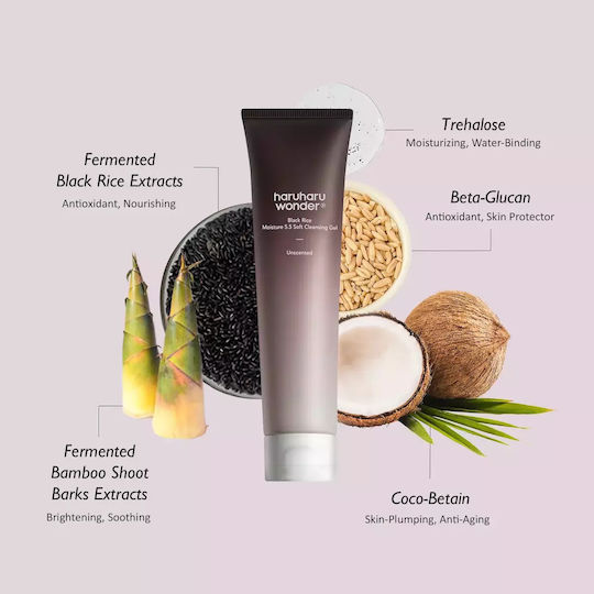 Haruharu Wonder Black Rice Moisture Гел За Почистване На Лице С Хидратиращо И Контрол На Омазняването Действие 100ml