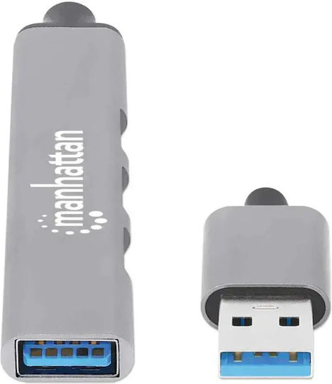 Manhattan USB Hub 4 Ports USB 3.0 with USB-A Connection Silver