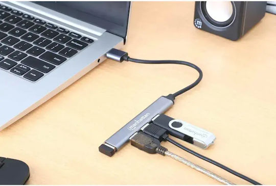 Manhattan USB Hub 4 Ports USB 3.0 with USB-A Connection Silver
