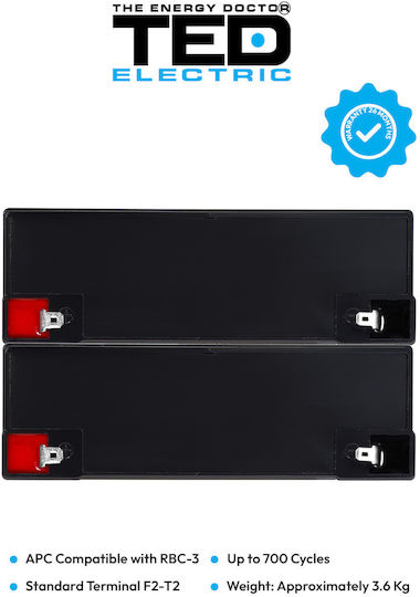 Battery Pack Compatibil Apc Rbc3 12v 14.2ah 2x6v Ted Electric