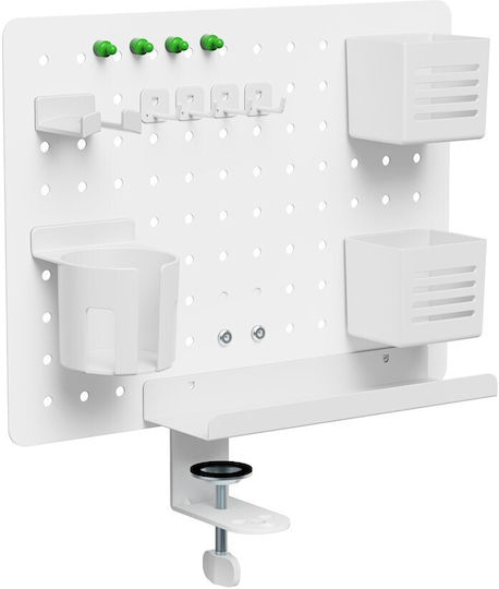 Activejet Apb-002w Schreibtisch-Organizer – Drehbares Perforiertes Brett Grau Weiß