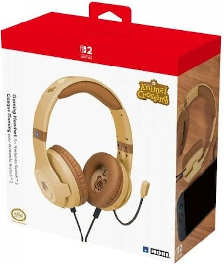 Hori Animal Crossing Über Ohr Gaming-Headset mit Konnektivität 3,5 mm Braune für Nintendo Switch 2