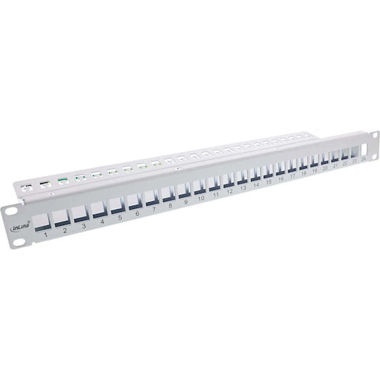 InLine Patch Panel Keystone για Rack 1U 19" 24 Θυρών Γκρι