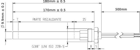 Zündwiderstand Ht Ø9.9mm 170mm 300 Watt Ητ62656