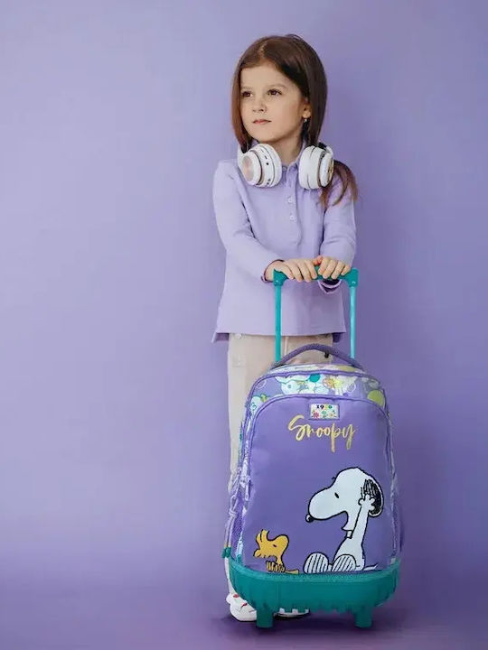 CyP Brands Σχολική Τσάντα Τρόλεϊ με Θήκη για Παγούρι Λιλά
