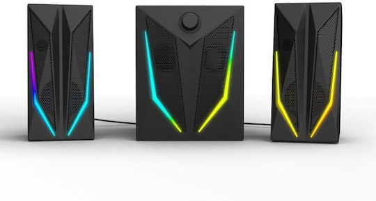 URage Blast R 621 Computer Speakers 2.1 with RGB Lighting Black
