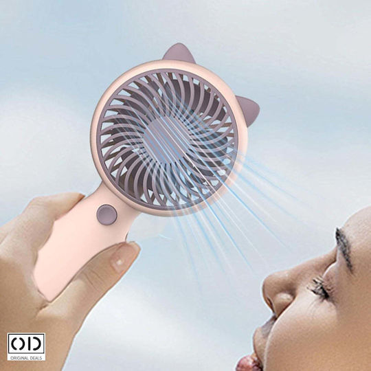 Ventilator de birou portabil, motor puternic și silențios, baterie litiu-ion, model pisică roz, 12 cm, oferte originale