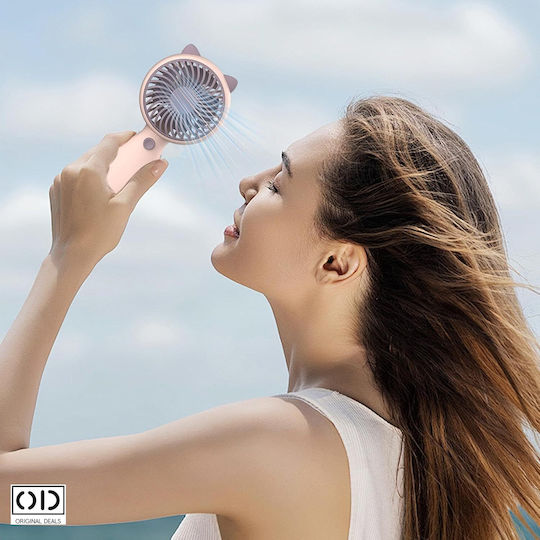Ventilator de birou portabil, motor puternic și silențios, baterie litiu-ion, model pisică roz, 12 cm, oferte originale