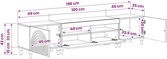 TV Stand with LED Lighting Oak L300xD35xH43cm