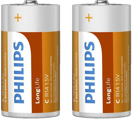 Philips LongLife Цинкови батерии Цинк C 1.5V 2бр