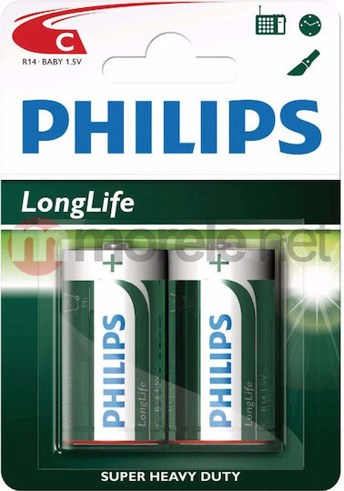 Philips LongLife Цинкови батерии Цинк C 1.5V 2бр