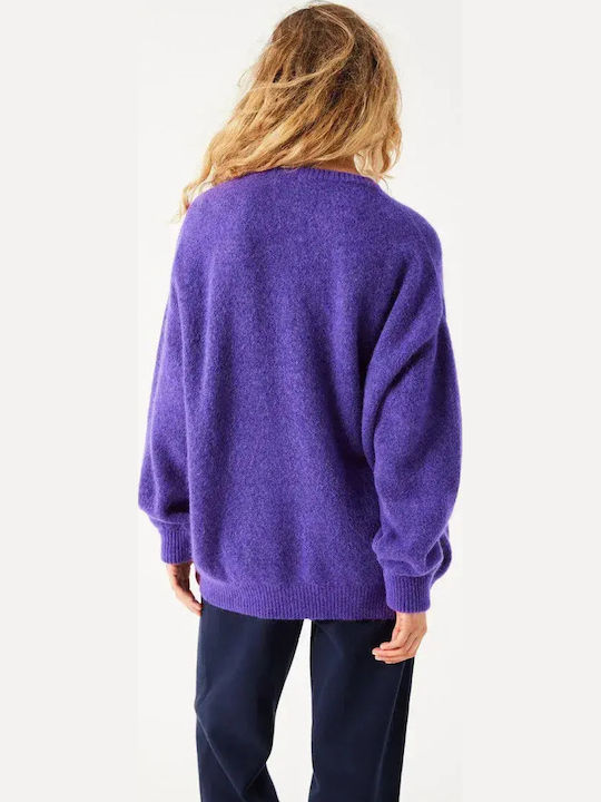 Vitow Women's Long Sleeve Wool Sweater Purple