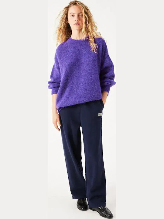 Vitow Women's Long Sleeve Wool Sweater Purple