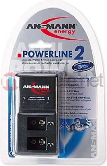 Ansmann Powerline 2 Charger 2 Batteries Ni-MH/Ni-Cd Size 9V