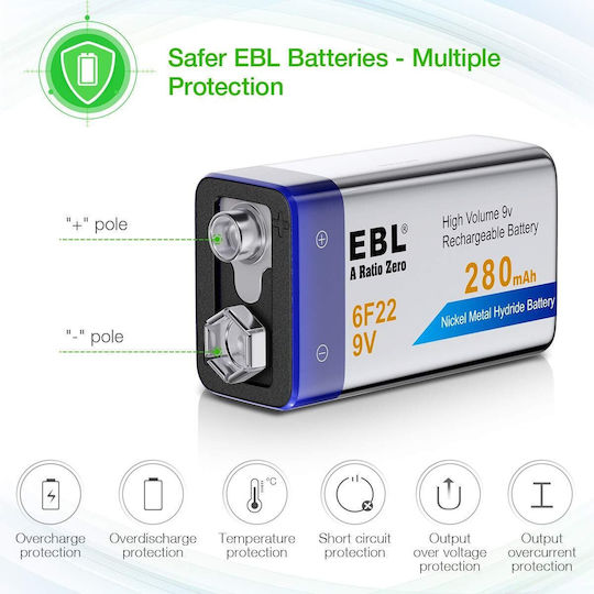 EBL C906 Ladegerät 4 Batterien Ni-Cd/Ni-MH Größe AA/AAA/9V/D