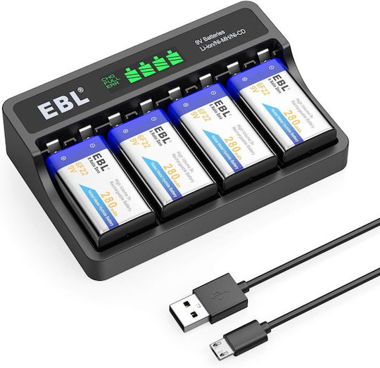 EBL C906 Ladegerät 4 Batterien Ni-Cd/Ni-MH Größe AA/AAA/9V/D