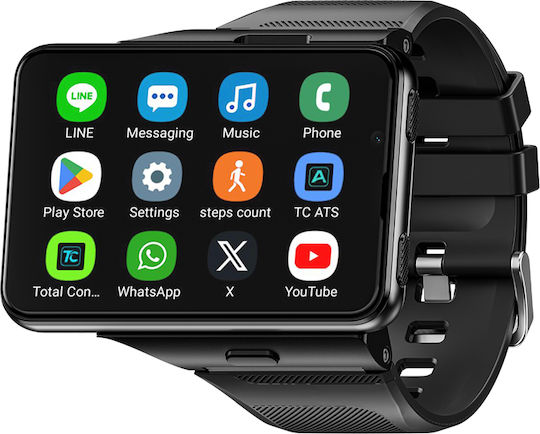 Appllp Max Aluminium-Smartwatch mit SIM und Herzfrequenzmesser (Schwarz - Groß)