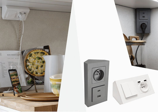 Kontakt-Simon Recessed Single Roller Shutter Wall Switch with White Frame
