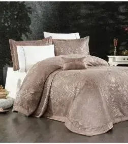 SteweHome Σετ Κουβέρτα Σενίλ King Size 260x260εκ. Καφέ