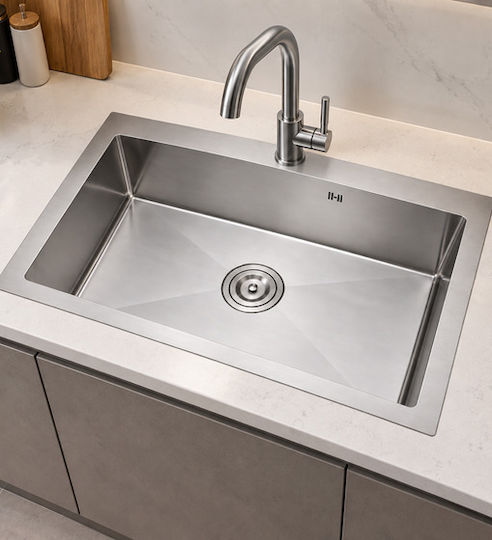 Finetto Ένθετος Νεροχύτης Inox Σατινέ Μ80xΠ50cm Ασημί 8719182054726