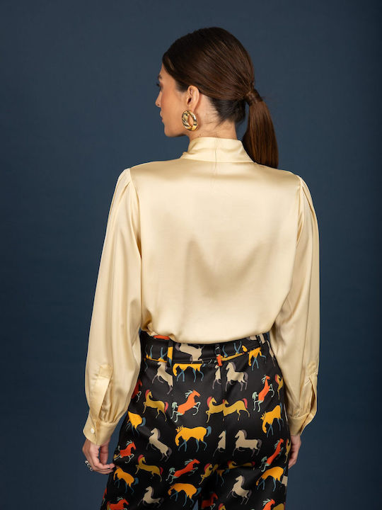 Long Sleeve Women's Satin Shirt Butter