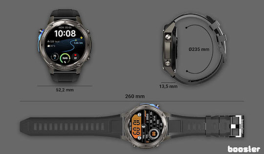 Booster Military M1 Smartwatch with Heart Rate Monitor (Grey)