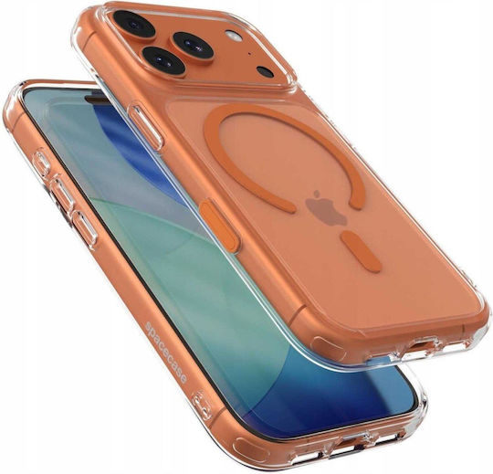 Husă iPhone 18 Pro 17 Pro Spacecase Clear Magsafe Rigidă Transparentă Magsafe Orange 5905719144166