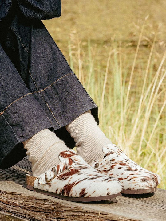 Anatomische Damen Leder-Clogs Hausschuhe Mehrfarbig