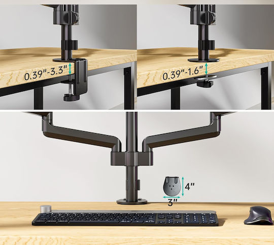Microlink Βάση Γραφείου για 3 Οθόνες έως 27" με Βραχίονα (JOB-B07VRB86RQ)