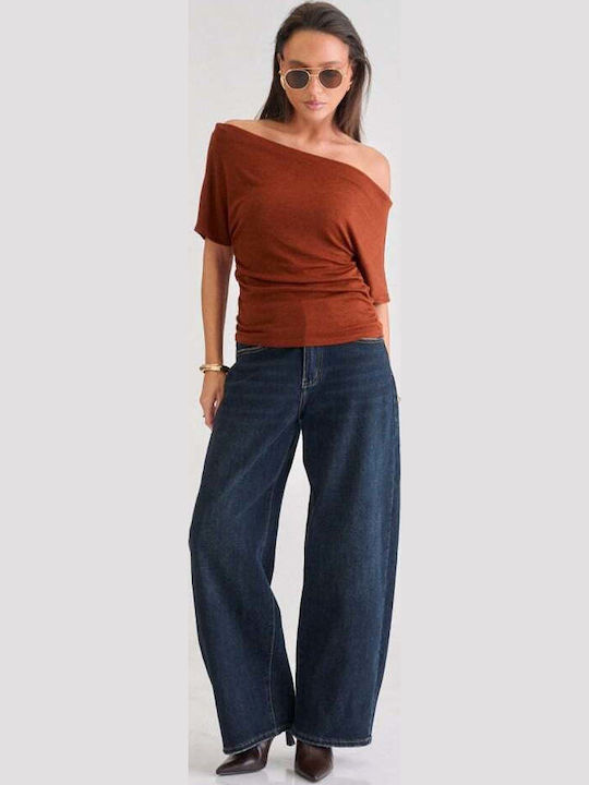 Γυναικεία Μπλούζα Off-Shoulder Κεραμιδι