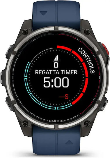 Garmin Quatix 8 Pro Titanium 47 mm Smartwatch Rezistent la Apă cu Monitorizarea Ritmului Cardiac (Captain Blue)