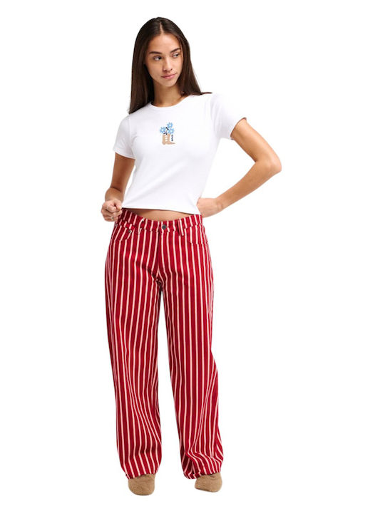 Sow Rib Tricou Crop de Damă Alb