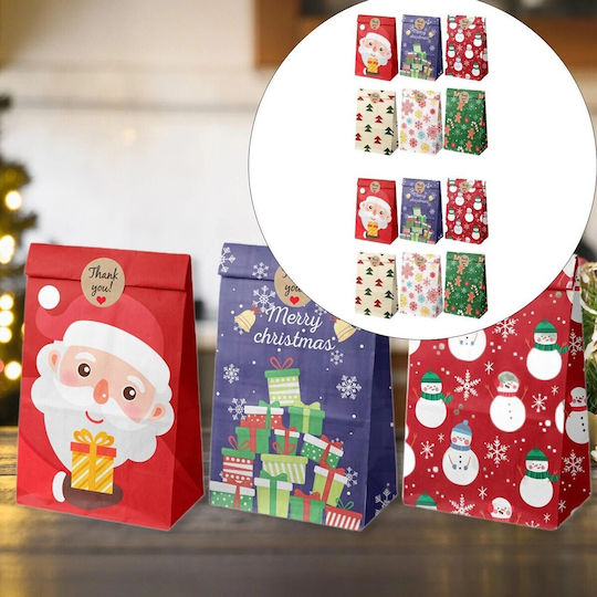 Weihnachtliche Papiertüte als Geschenkverpackung 22 x 8 x 12 cm 12 Stück
