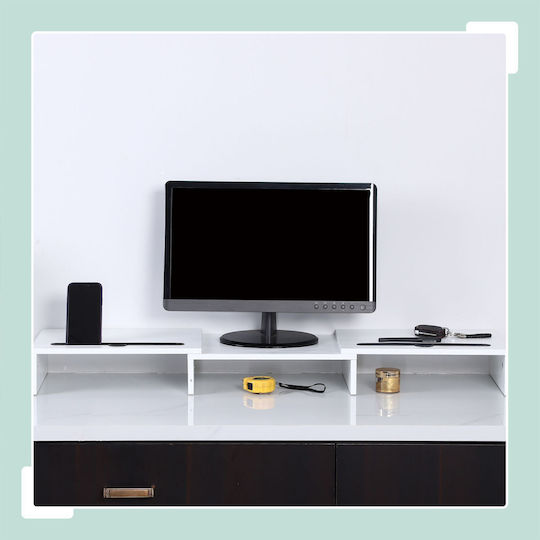 Relaxdays Suport de Birou pentru 2 Monitoare, Alb (10051494)