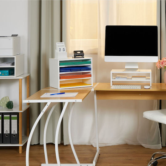 Relaxdays Suport de Monitor de Birou Alb (10050164)