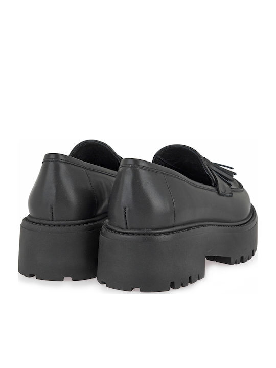 Leather Women's Loafers in Black