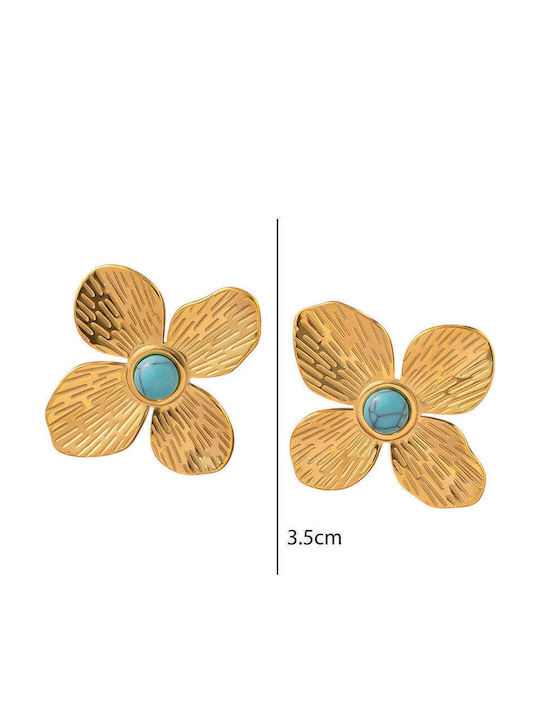 Earrings Studs Steel with Turquoise Stones