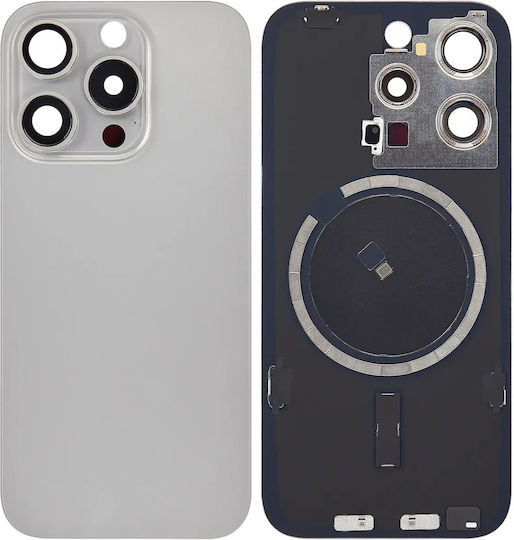 Back Glass W Magsafe Magnet Iphone 15 Pro No Logo Aftermarket Natural Titanium