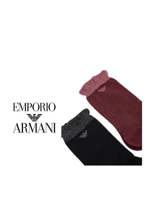 Emporio Armani Damen Socken Burgunderrot 2er-Pack