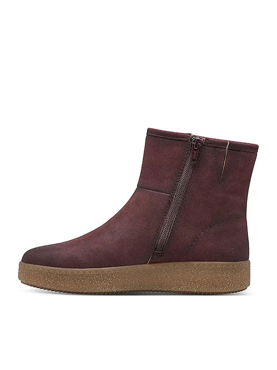 Damen-Lederstiefeletten in Bordeaux