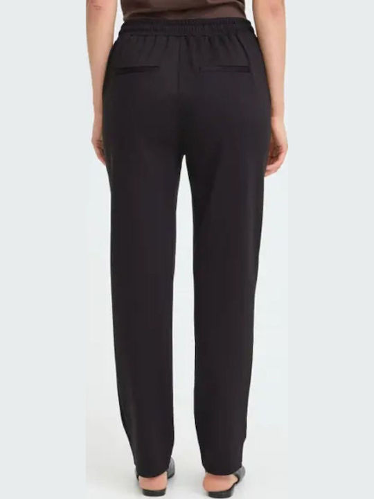 Pantaloni Dama din Material cu Croială Loose Negri