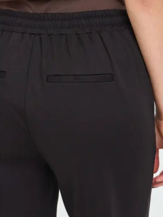Pantaloni Dama din Material cu Croială Loose Negri