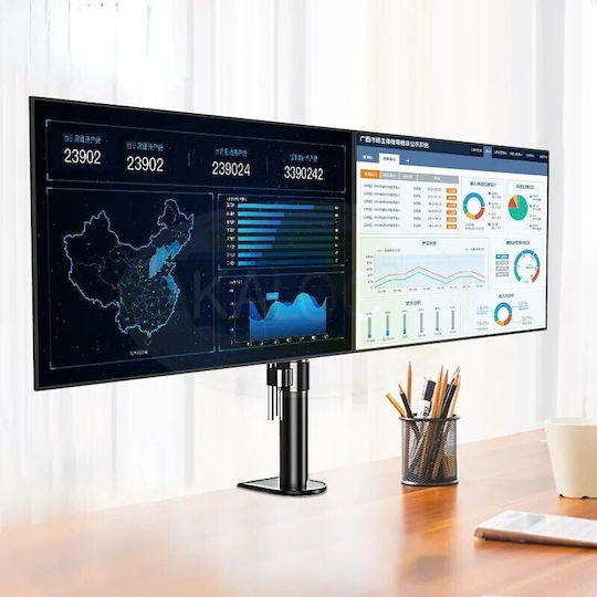 Suport de Birou pentru 2 Monitoare de până la 27" Gri