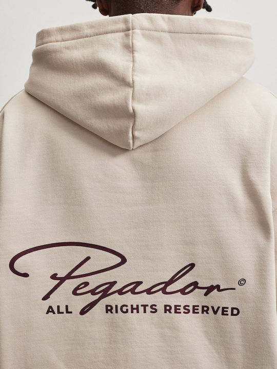 Pike Hoodie Sweatshirt Washed Cream Dark Red