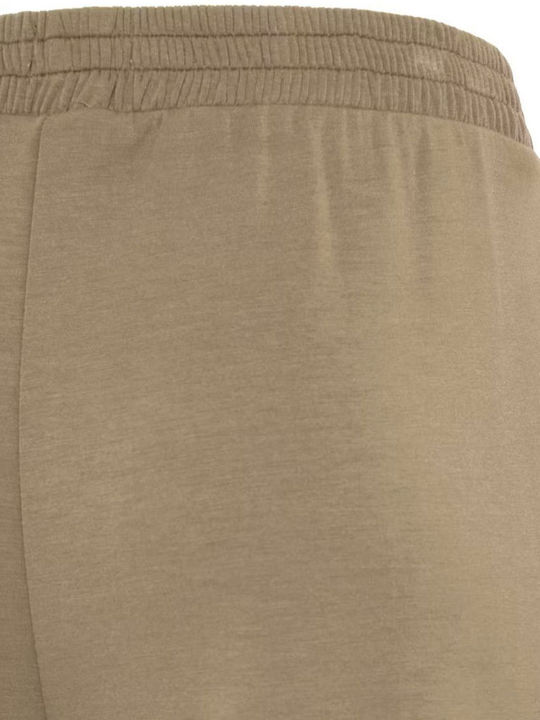 Pantaloni Dama din Țesătură cu Elastic, Croială Lejeră, Bej