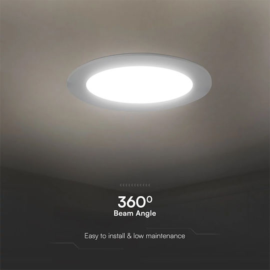 V-TAC Rundes Einbau-LED-Panel 12 W mit Warmweißem Licht 3000 K 17 cm